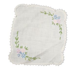 VTG SMALL TABLE RUNNER EMBROIDERED DRESSER SCARF ESTATE NEEDLEPOINT FLORAL